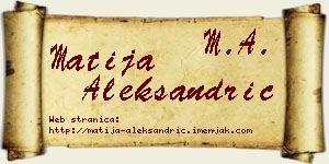 Matija Aleksandrić vizit kartica